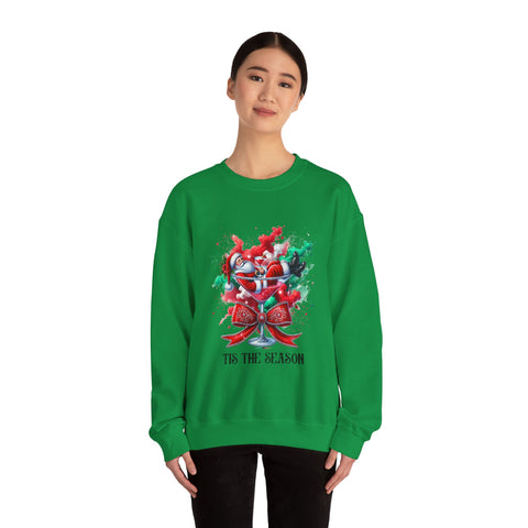 Tis The Season Santa Martini Glass Unisex Heavy Blend™ Crewneck Sweatshirt